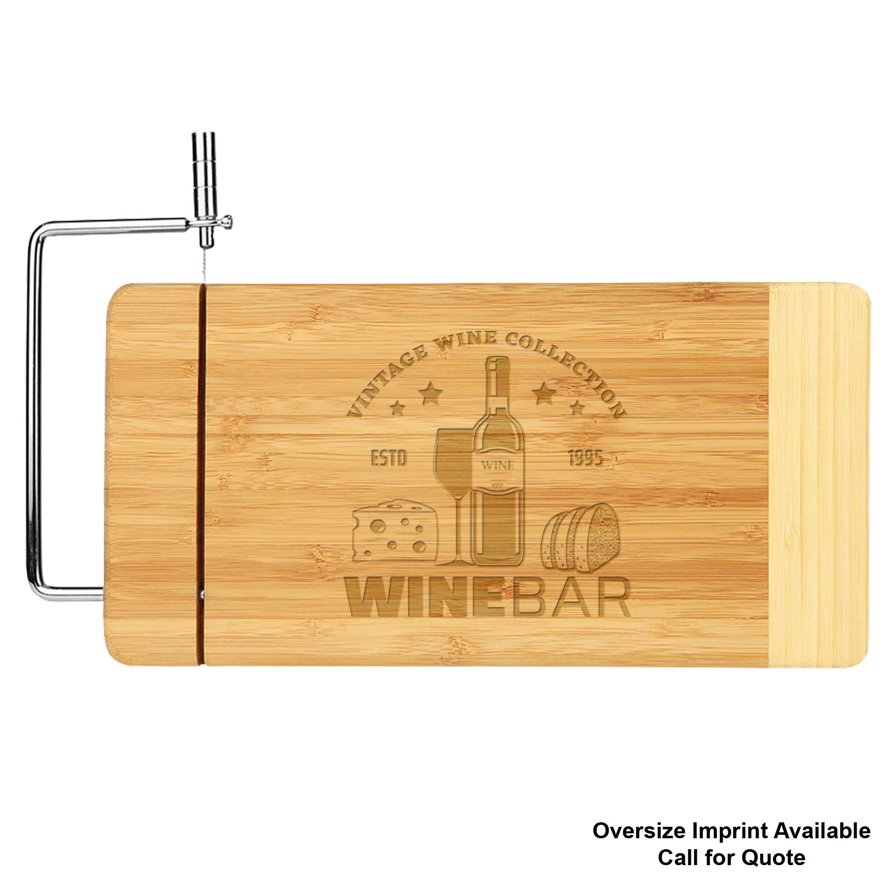 Bamboo Rectangle Cutting Board w/ Metal Cheese Cutter 3