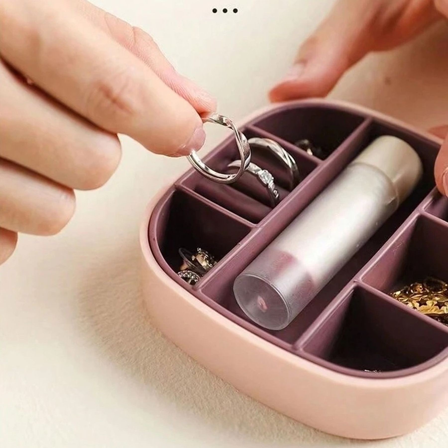 Mini Travel Jewelry Box Rings Earrings Organizer With Mirror 4