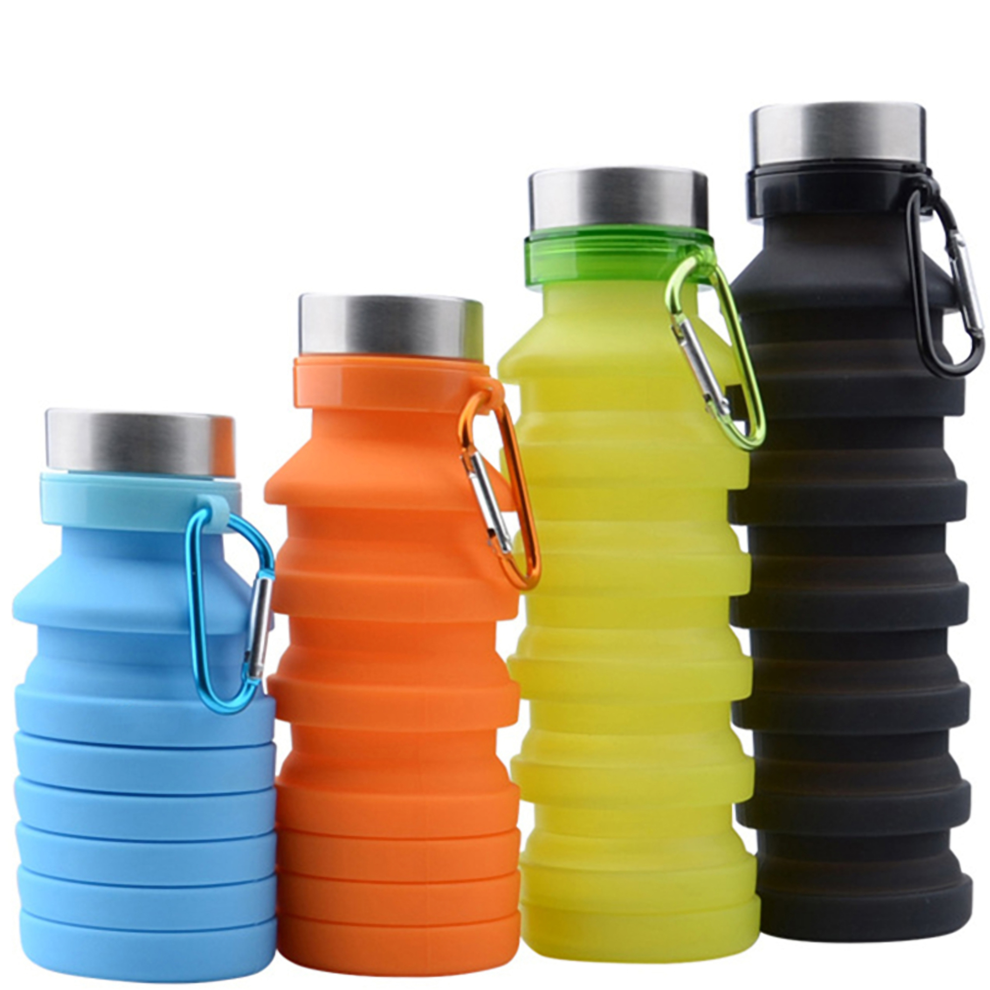 18 Oz. Collapsible Silicone Water Bottle w/Carabiner Clip 6