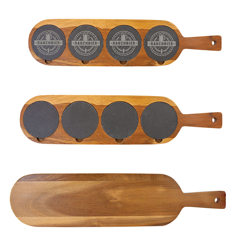 18 1/2" x 4 1/4"Acacia Wood/Slate Serving Board 2