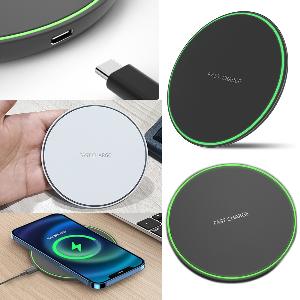 4" Dia Qi 15W Ultra-thin Round Wireless Fast Charging Pad 2