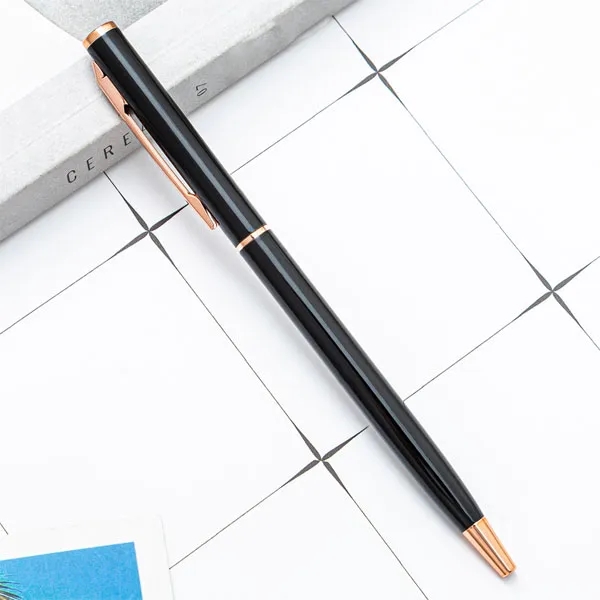 Rose Gold Slim Metal Twist Hotel Pen 3