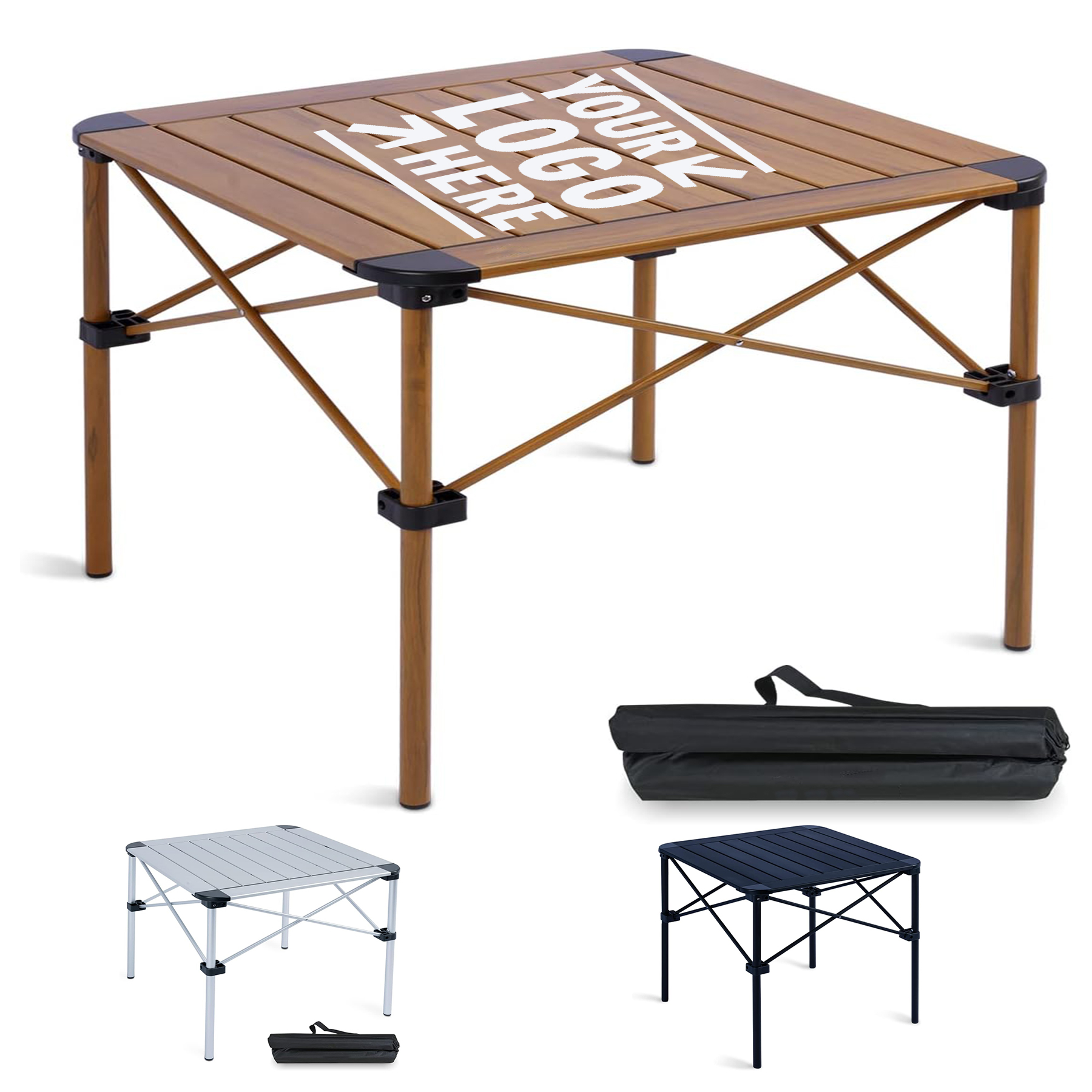 Lightweight Stable Alu Folding Square Table Roll Up Top With Carry Bag 2