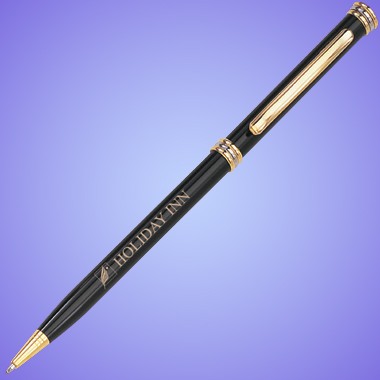 Black Fancy Slim Line Brass Ball Pen 1