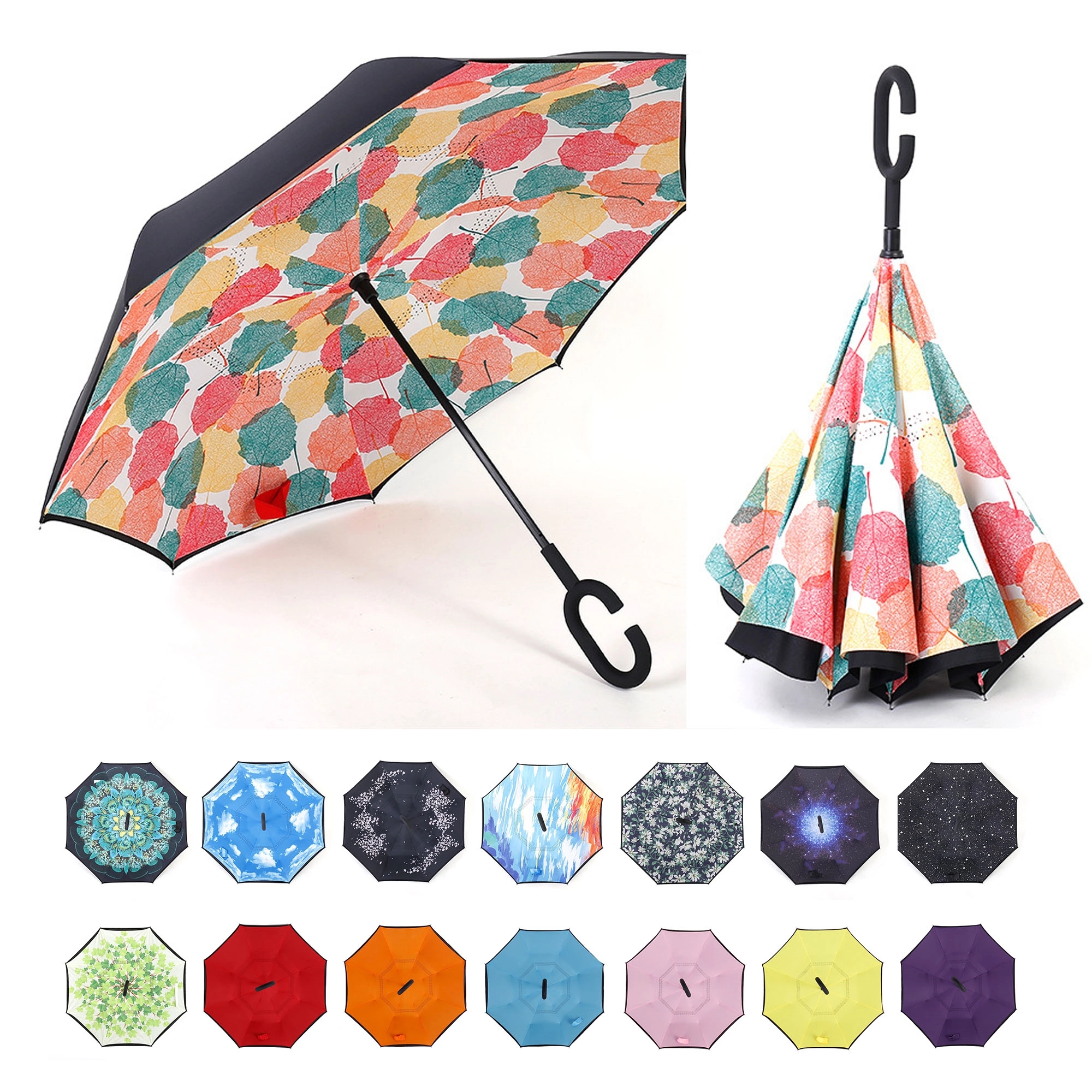 Reverse Upside Down Umbrella With C-Shaped Handle 8