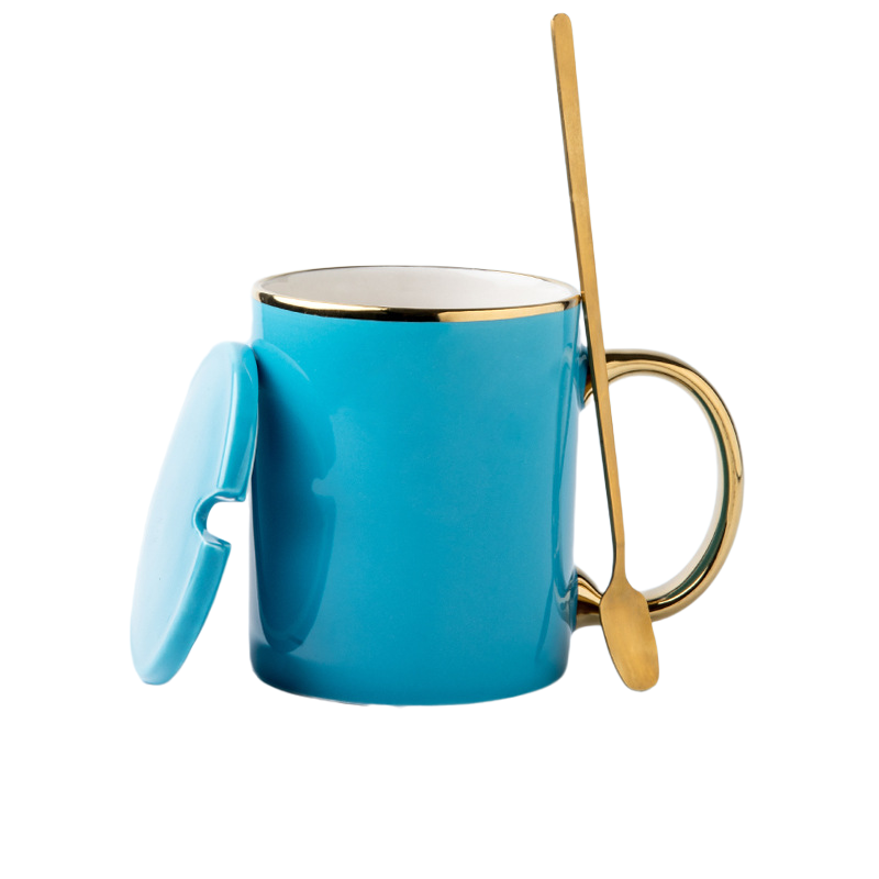 12 oz. Advertising Ceramic Coffee Mugs with Lid and Spoon 11
