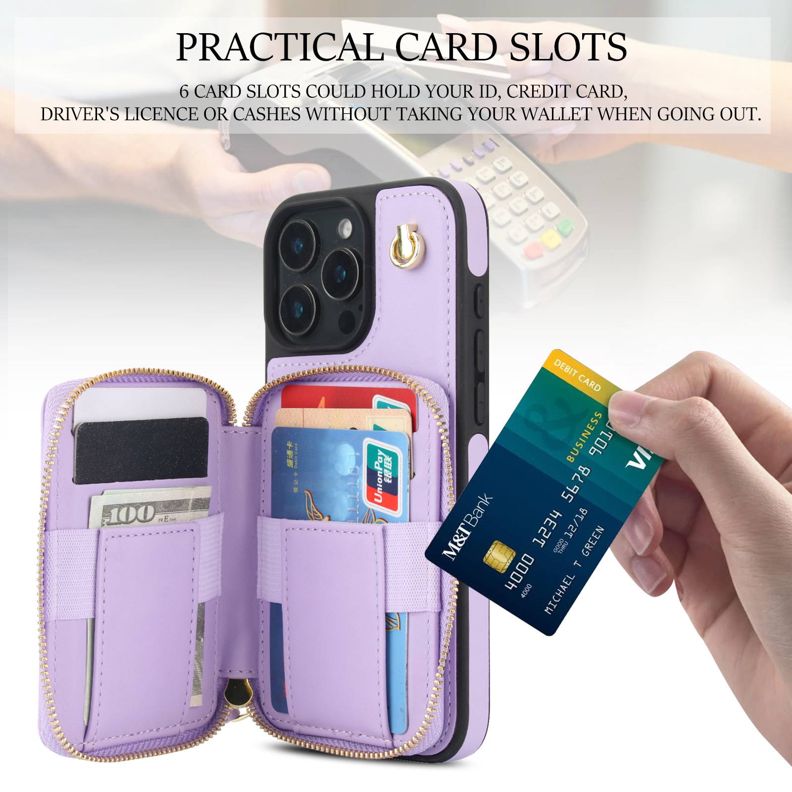 Diagonal Zipper Wallet Phone Protective Case 4