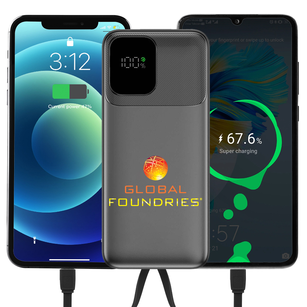 Portable 10000mAh Charger with Digital Display & Built-In Dual Charging Cables 11