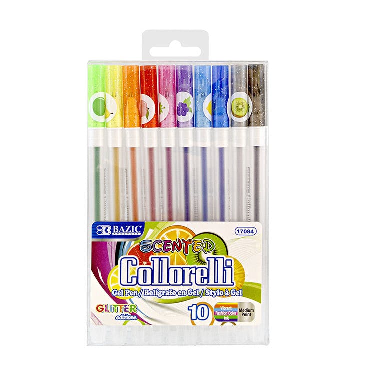 Scented Gel Pens - 10 Pack Glitter Colors 2