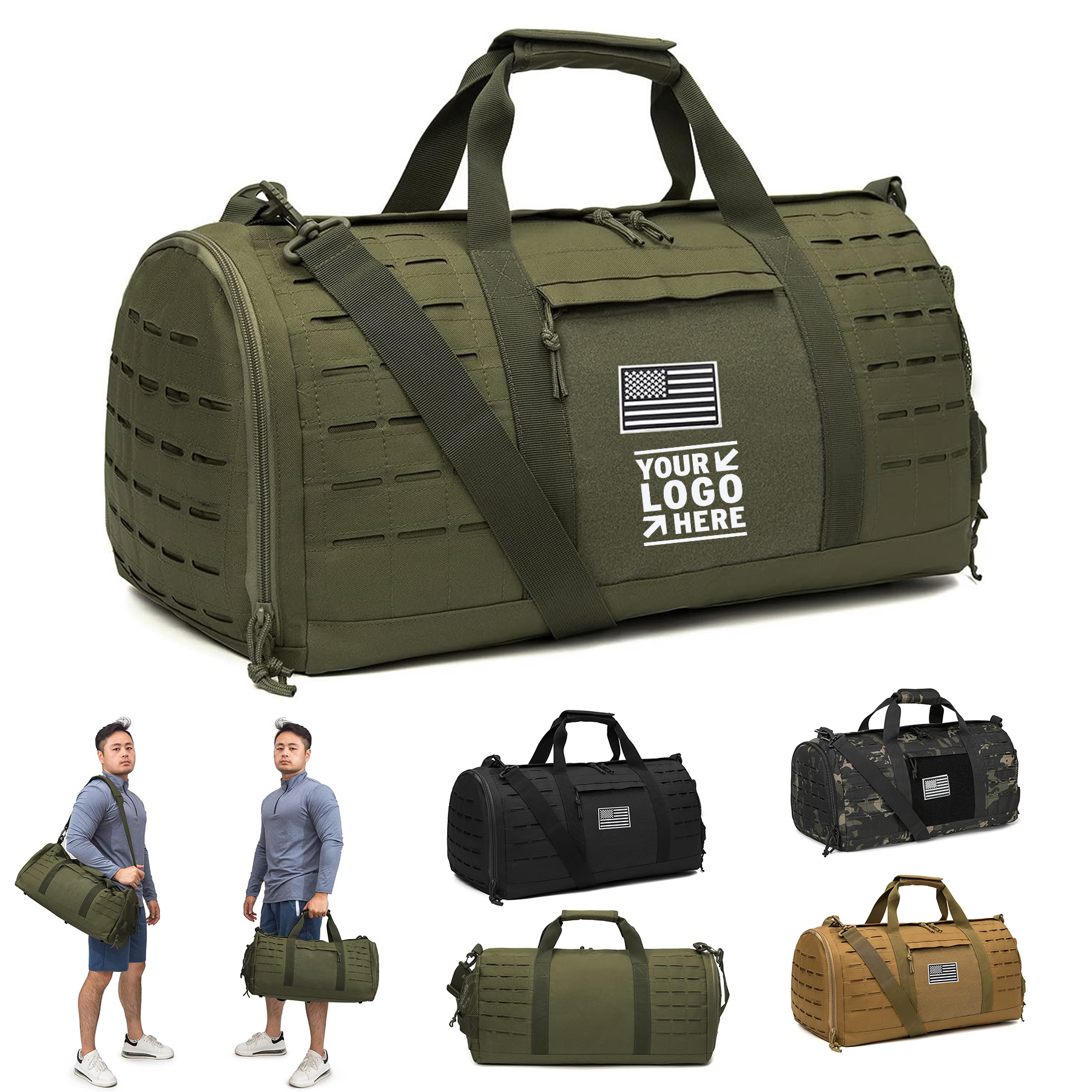 40L Men Sport Gym Military Duffle Bag Training Workout Travel Duffle Tote With Shoe Compartment 2