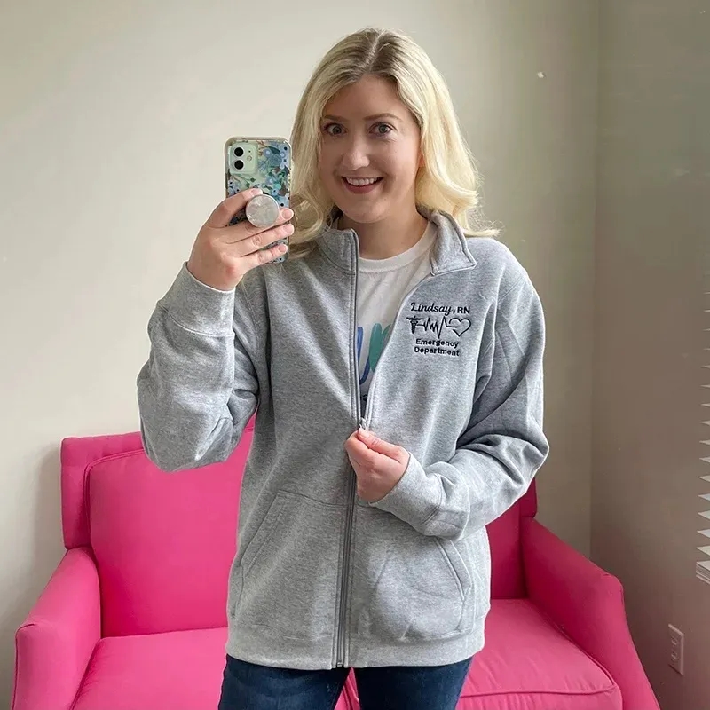 Personalized Couple Zip Sweatshirt, custom hoodie or sweatshirt with logo imprint 4