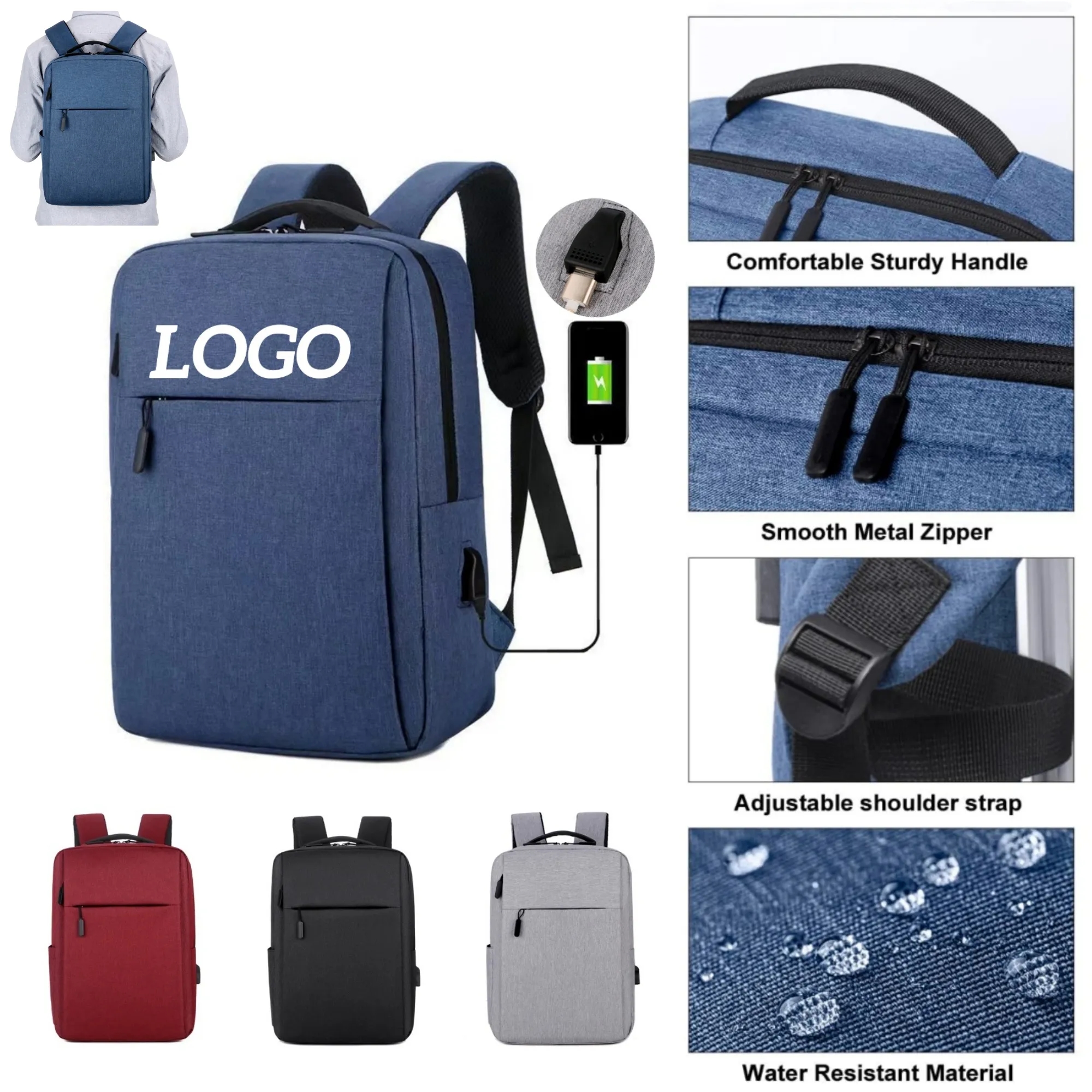 Business Laptop Backpack with USB Charging 6