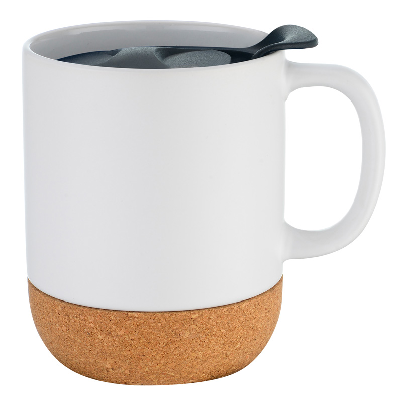 12oz. Cork Base Ceramic Mug with Lid 12