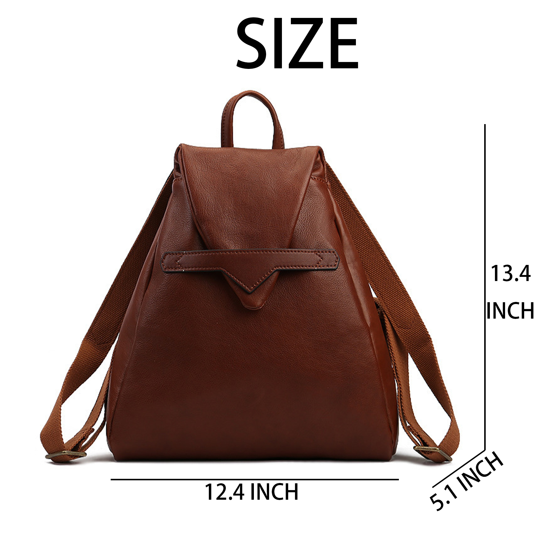 Genuine Leather Solid color commuter backpack 5