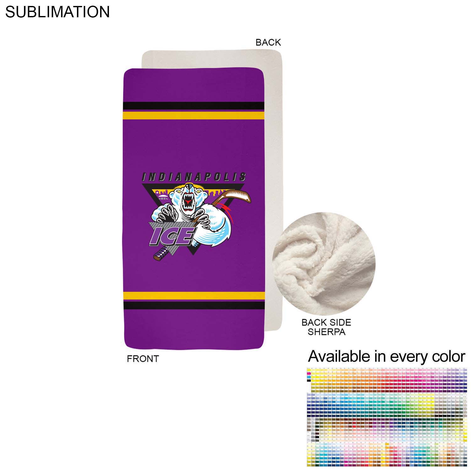 Sherpa Faux Wool Lined Micro Mink Throw, 30x60, Sublimated Edge to Edge 1 side 2