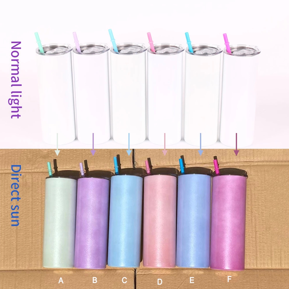 20 Oz Skinny Stainless Steel Uv Color Changing Tumbler 3