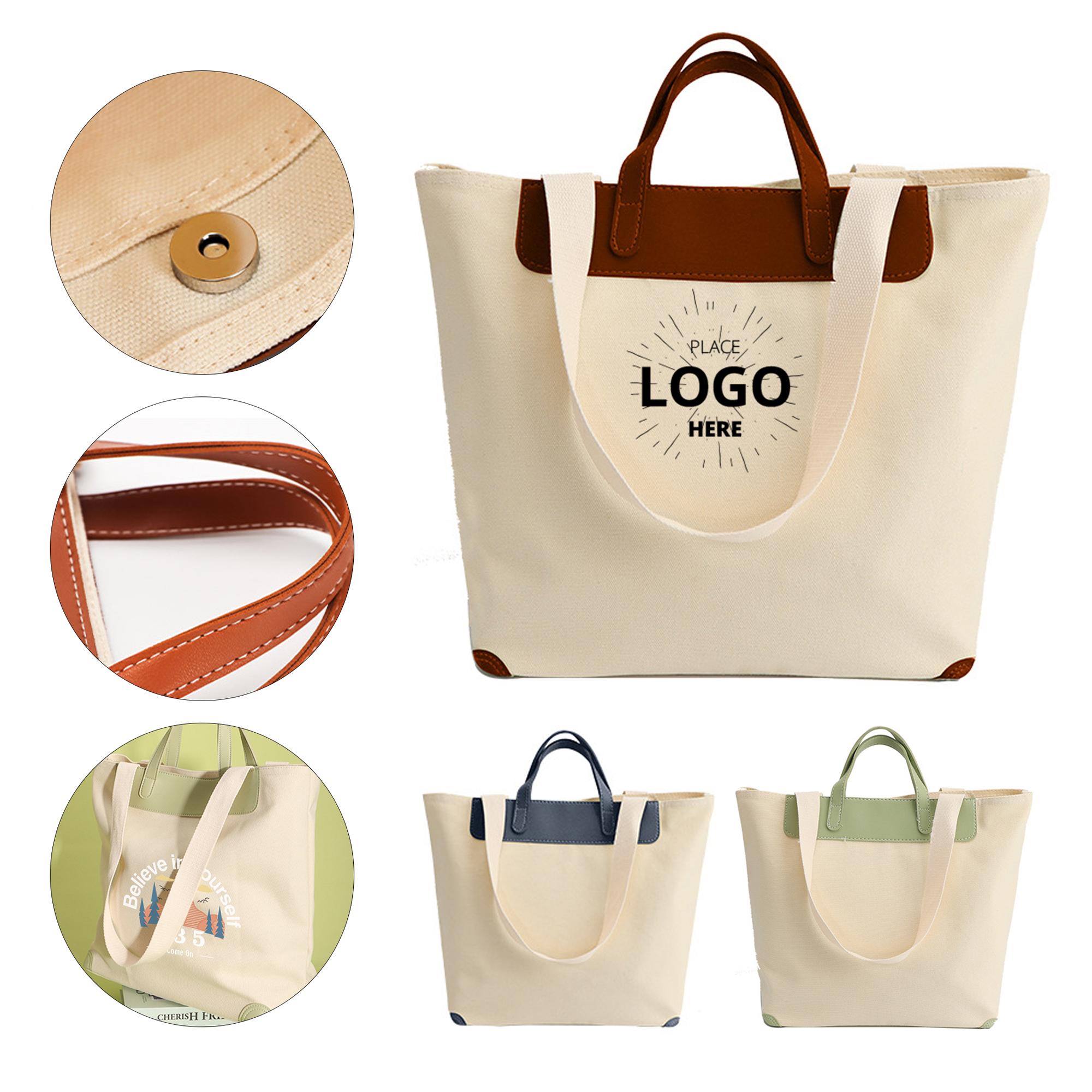 Full Color Natural Cotton Canvas Tote Bag, custom tote bag with logo imprint 1