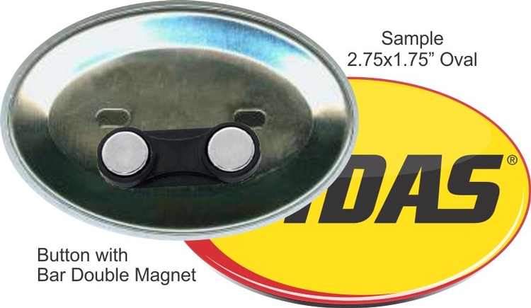 Bar Double Magnet 2 3/4 Inch X 1 3/4 Inch Oval Button 2
