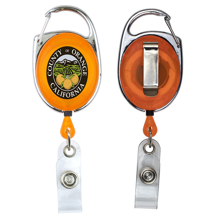 "Oberlin PI" 30" Cord PhotoImage ® Full Color Imprint* Retractable Carabiner Style Badge Reel and Ba 15
