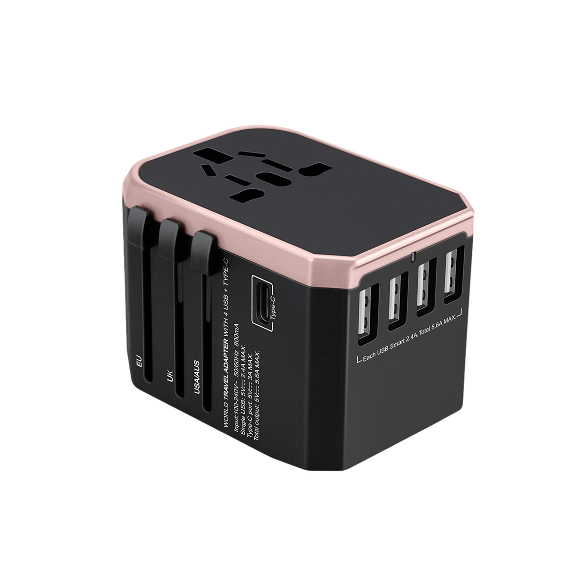 All In One Global Travel Adapter With USB C 2" x 2.1" x 2.9" 4