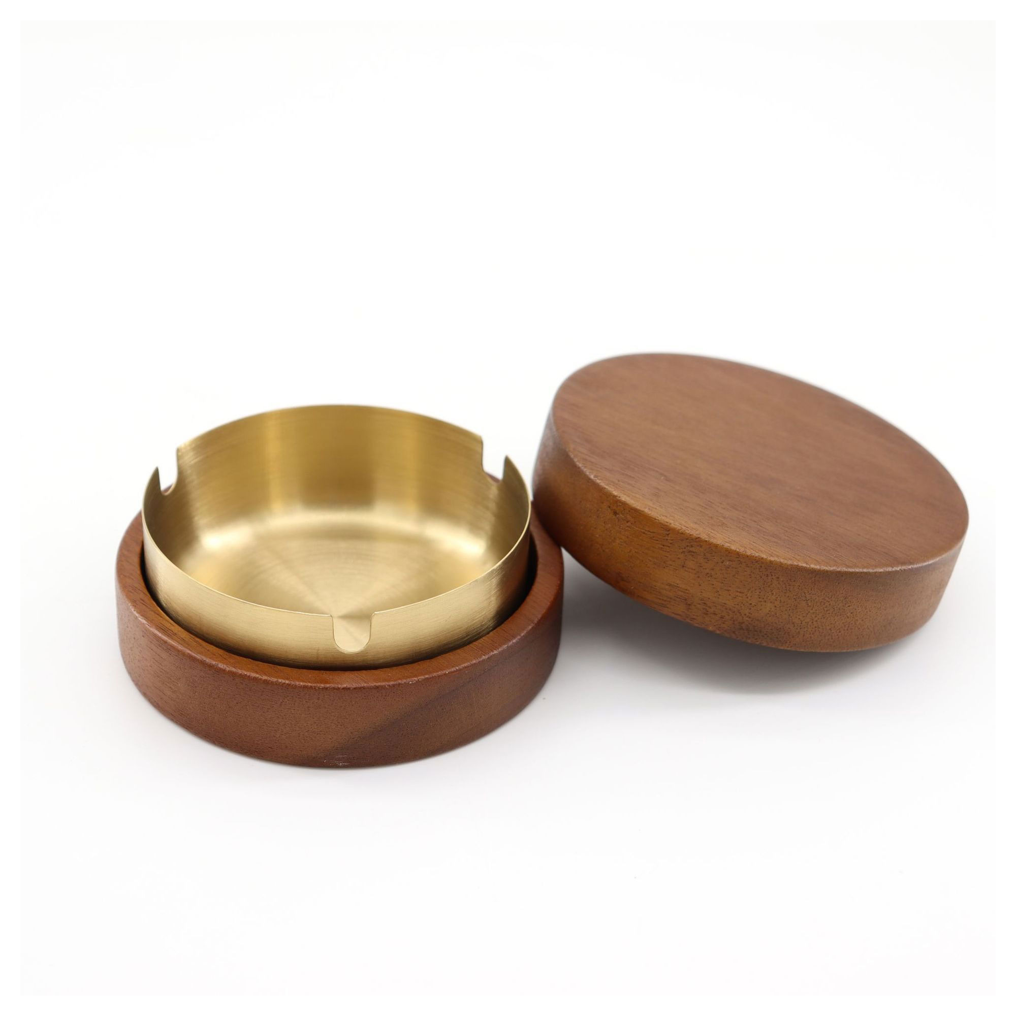 Custom Logo Wooden Ashtray With Stainless Steel Insert 2