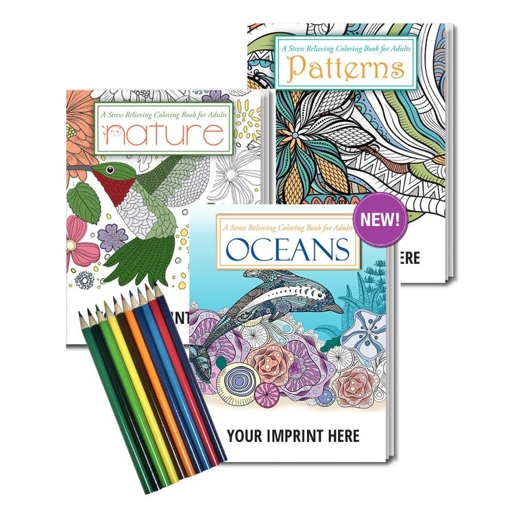 Adult Coloring Book Sets - 3 Volumes Colored Pencils Included 2