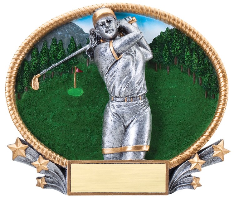 Large Golf Female 3D Oval Resin Awards 2