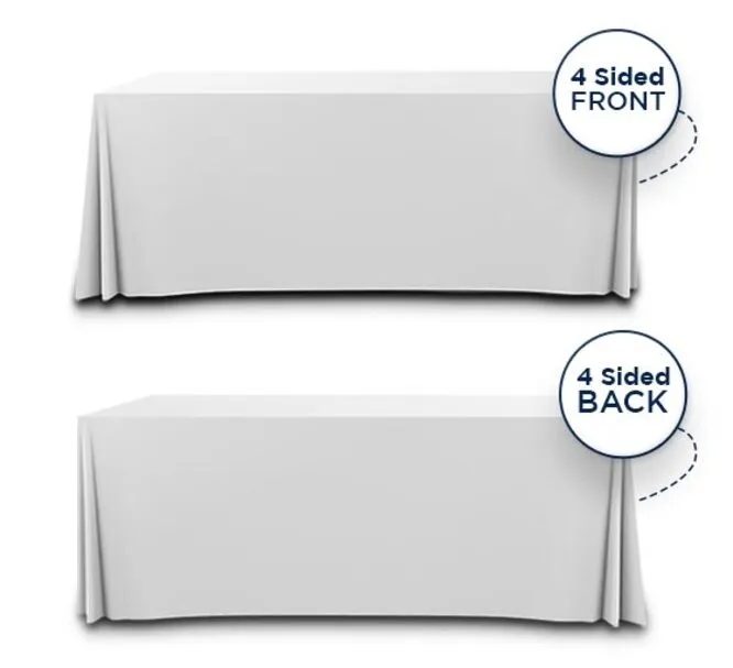 Premium White Table Covers & Throws - 4 Sided (6ft x 2.5ft) 3
