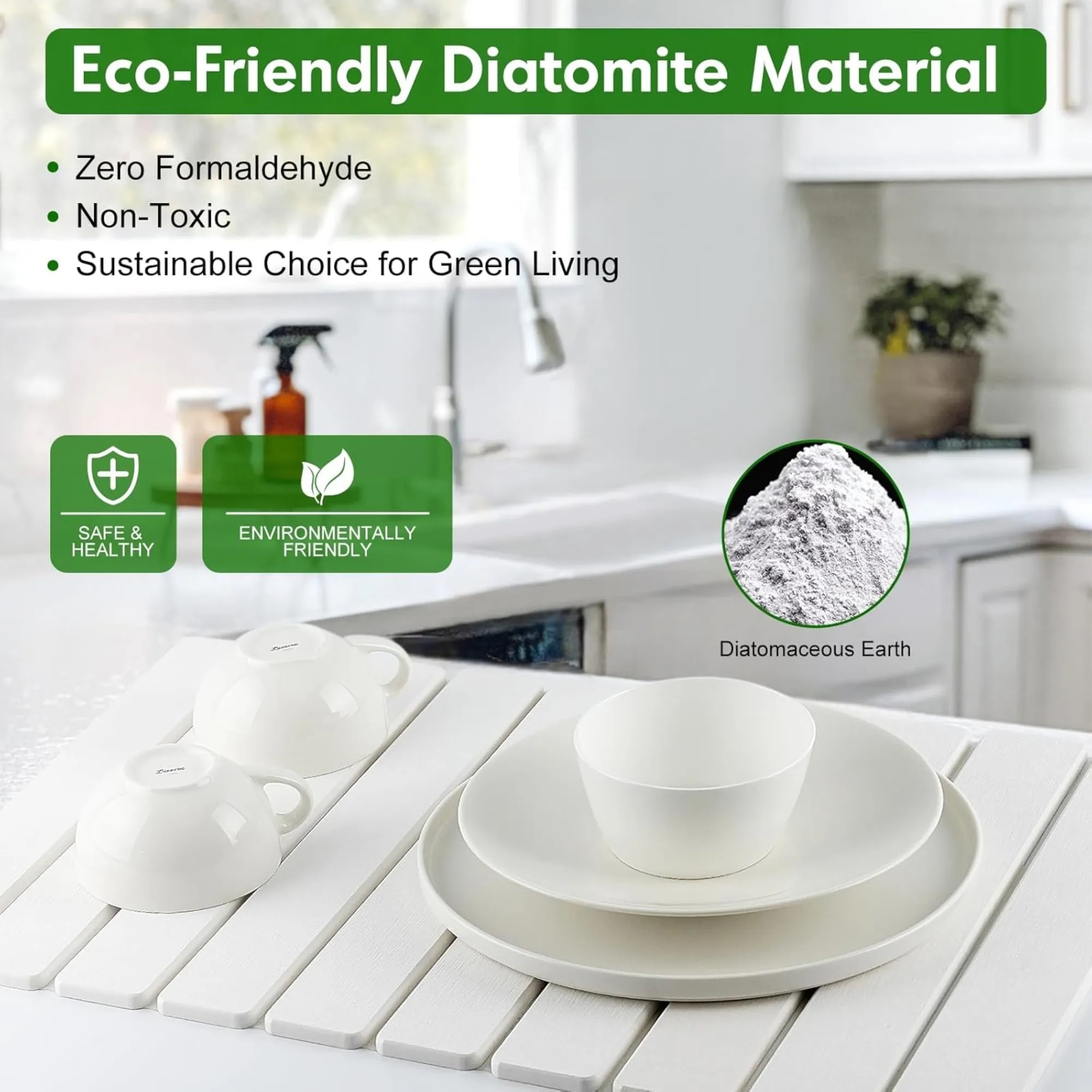 Foldable Kitchen Counter Stone Tableware Drying Mat 7