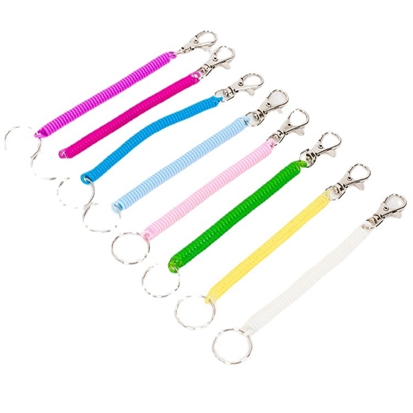 custom spring plastic roll rope lanyard key chain 1