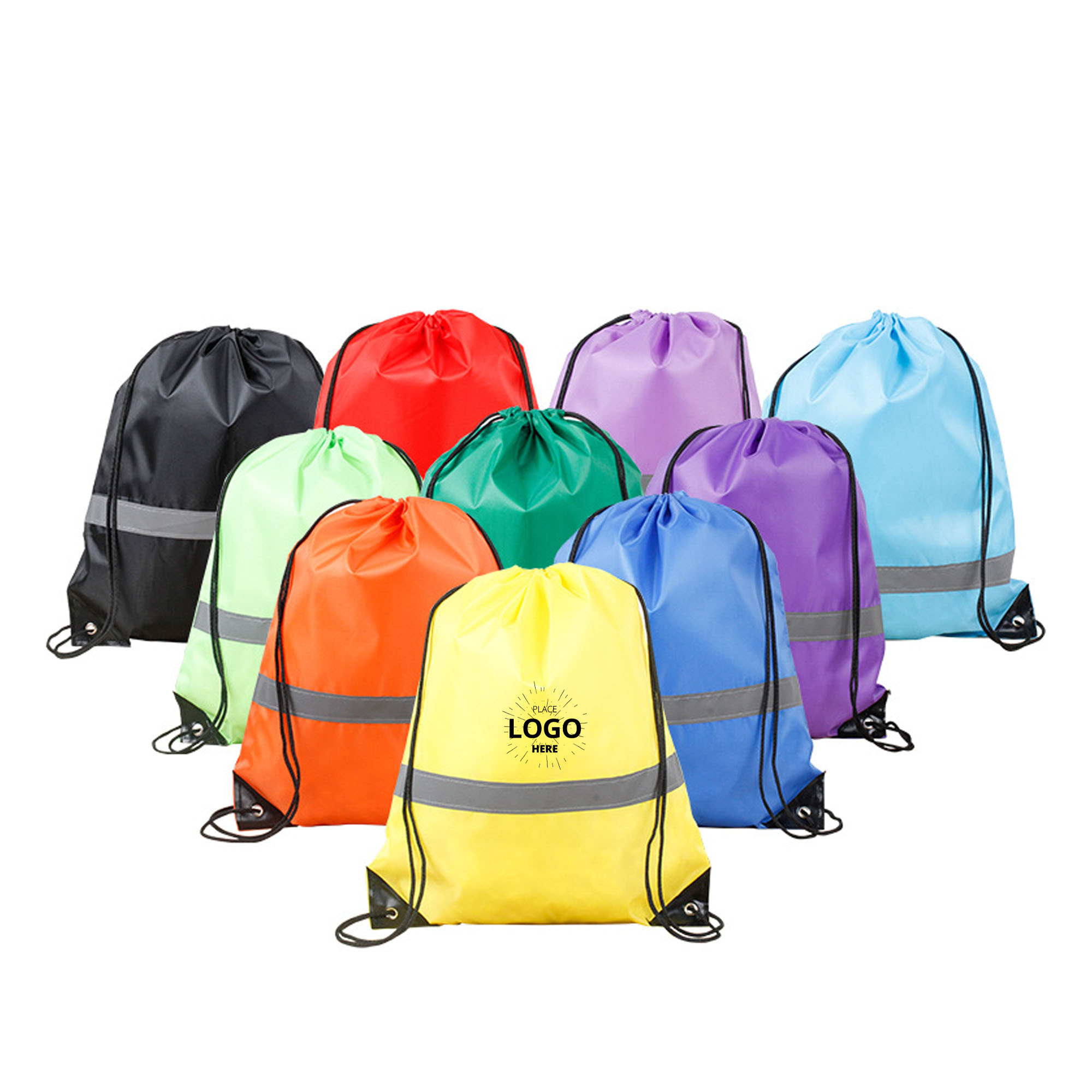 Reflective Drawstring Sports Backpack 2