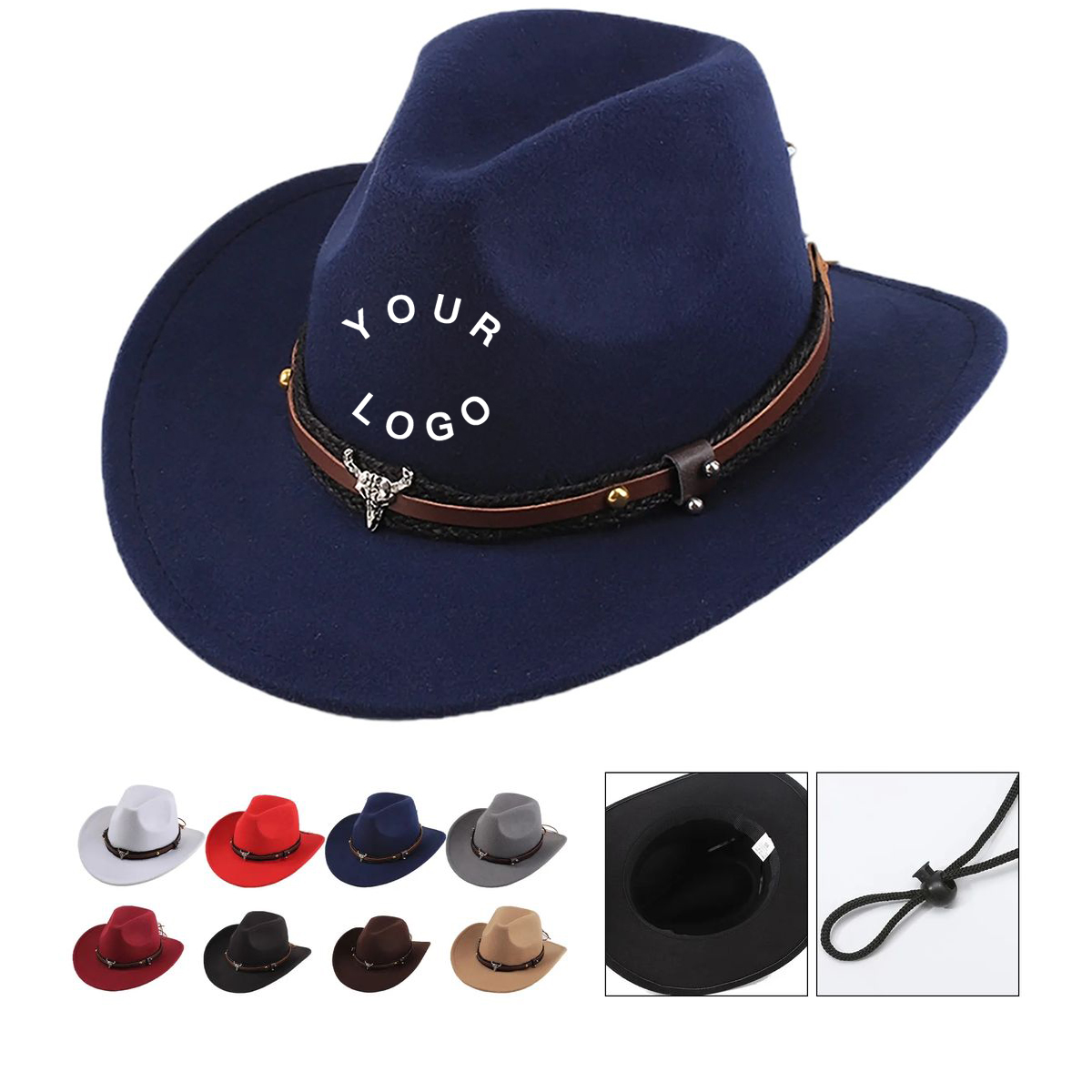 Retro Cowboy Felt Hat with Curved Brim Polyester 3