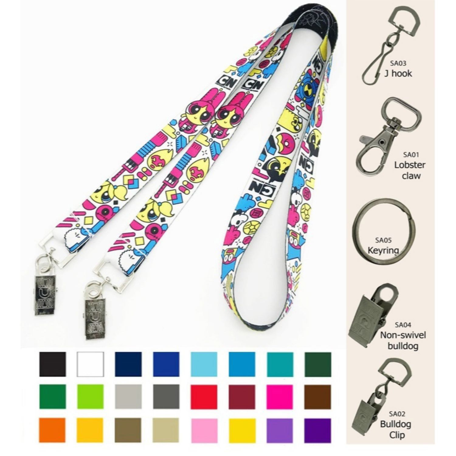 3/4" Double Ended Polyester Dye-Sublimation Lanyard Full Color 3