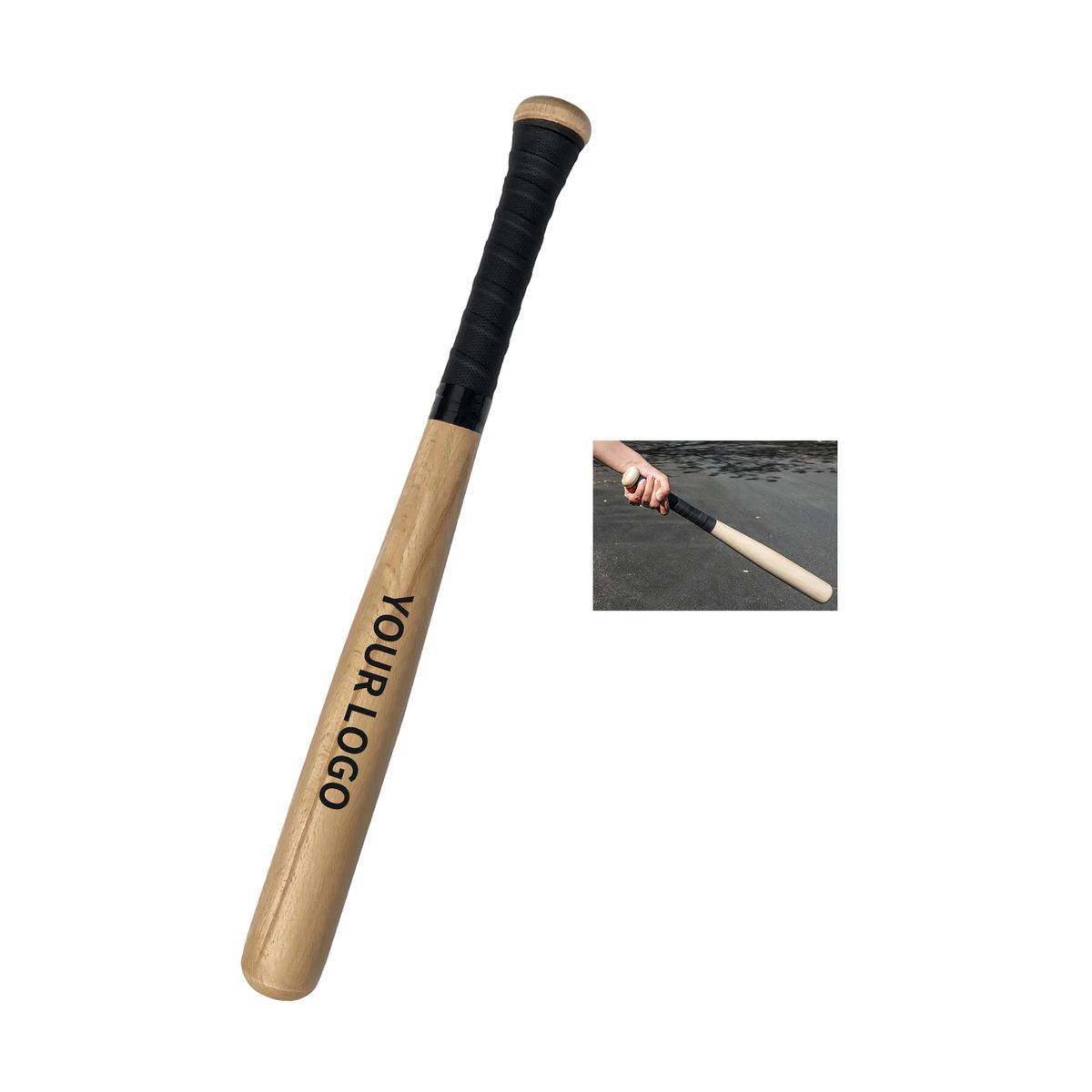 Solid Wood Baseball Bat with Polished Natural Grain 2
