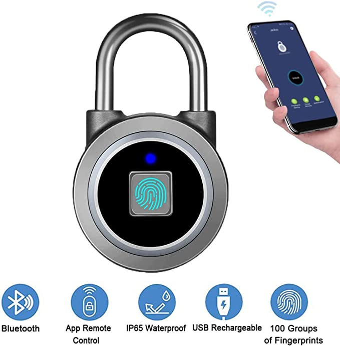 Water Resistant Fingerprint Padlock Suitable for Gym/Sports/ Bike/School/Locker/Storage 8