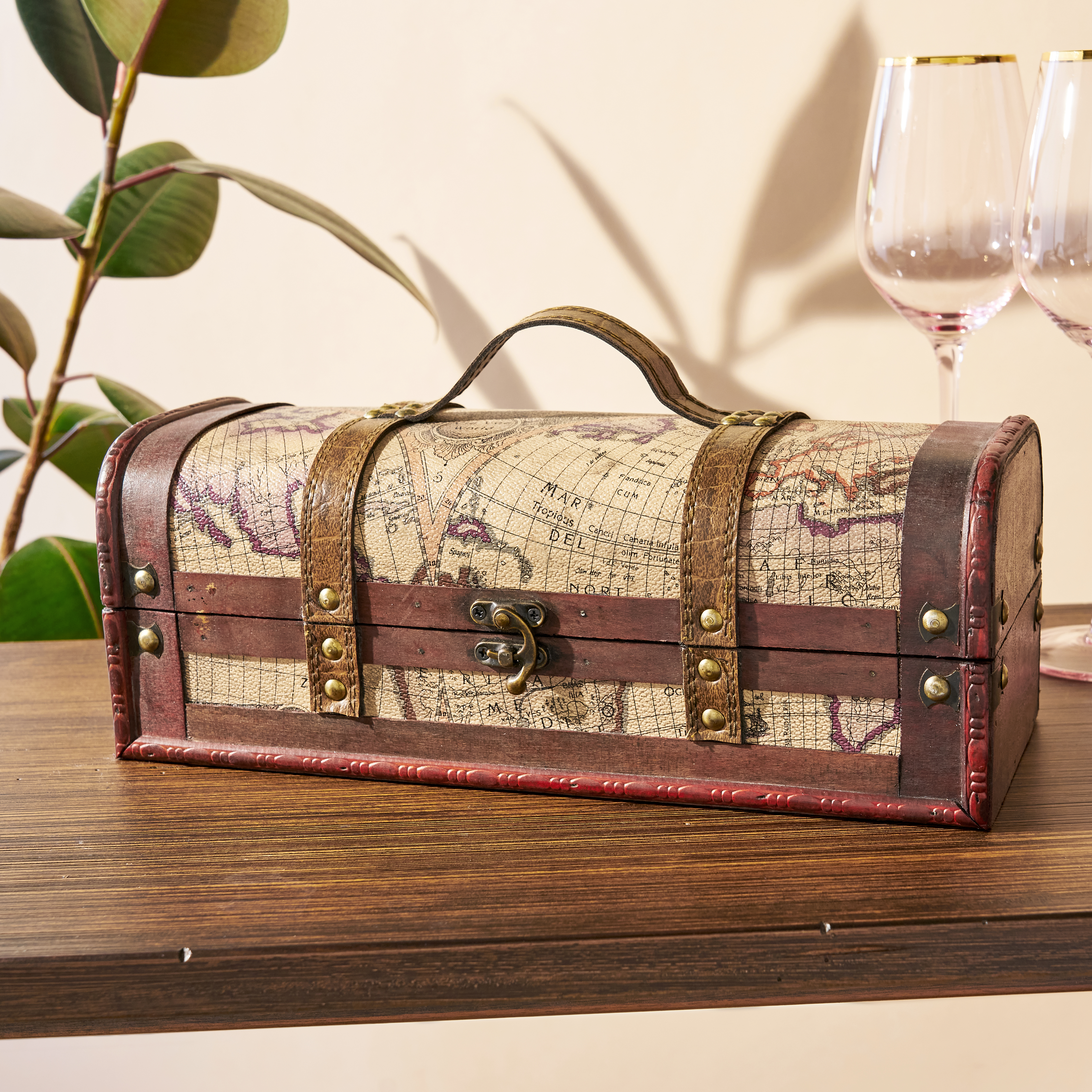 Twine Living® 1 Bottle Old World Wooden Wine Box 1