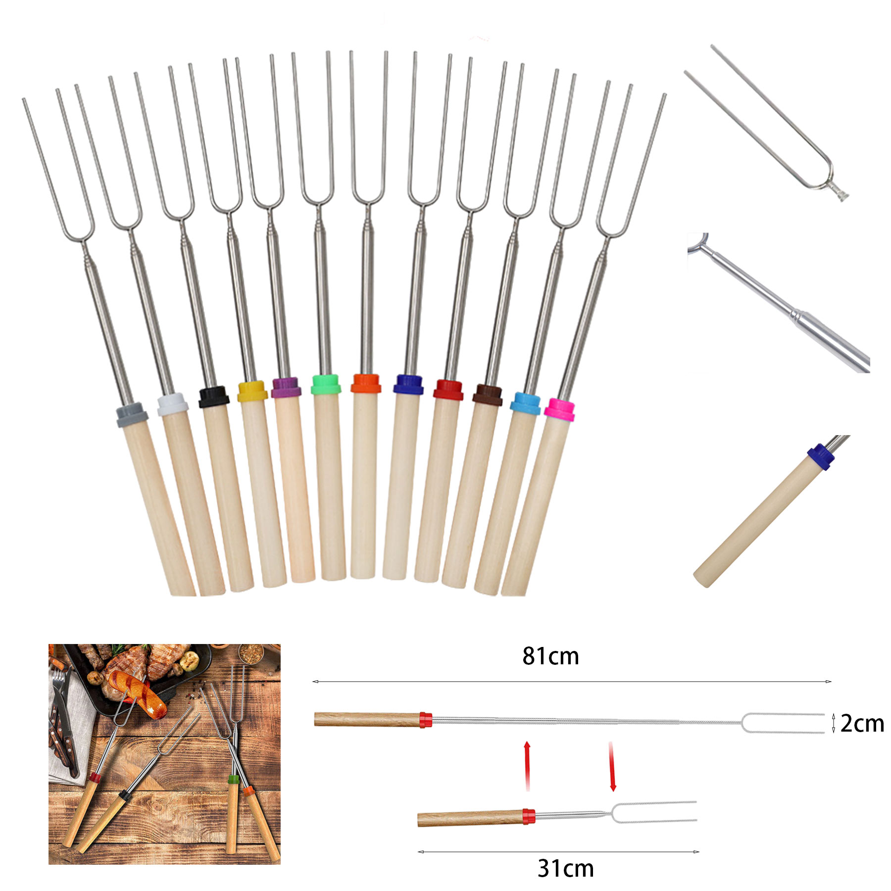 Telescopic Stainless Steel Barbecue Fork 1