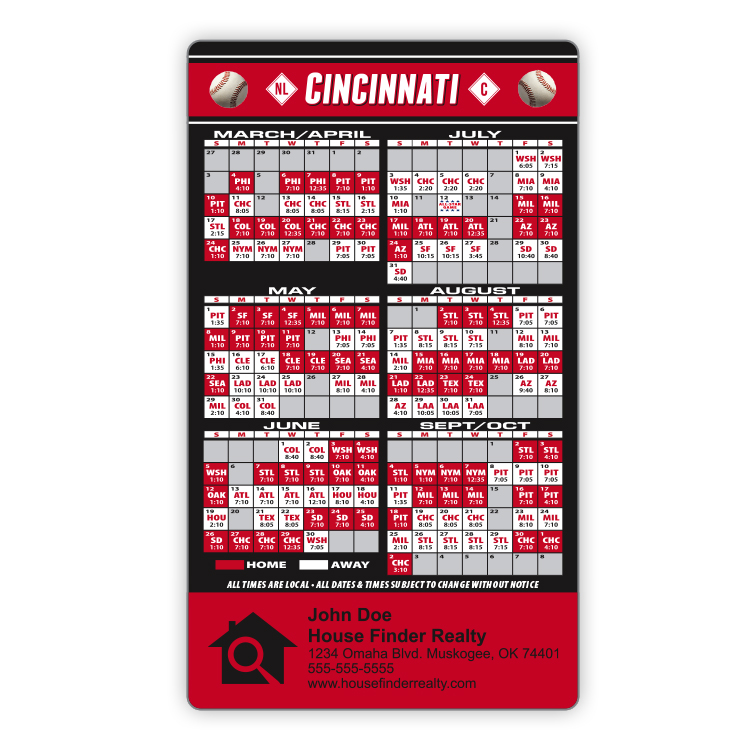 Magnet Sport Schedules - 3.5x6 Baseball Round Corners - 25 mil. 3