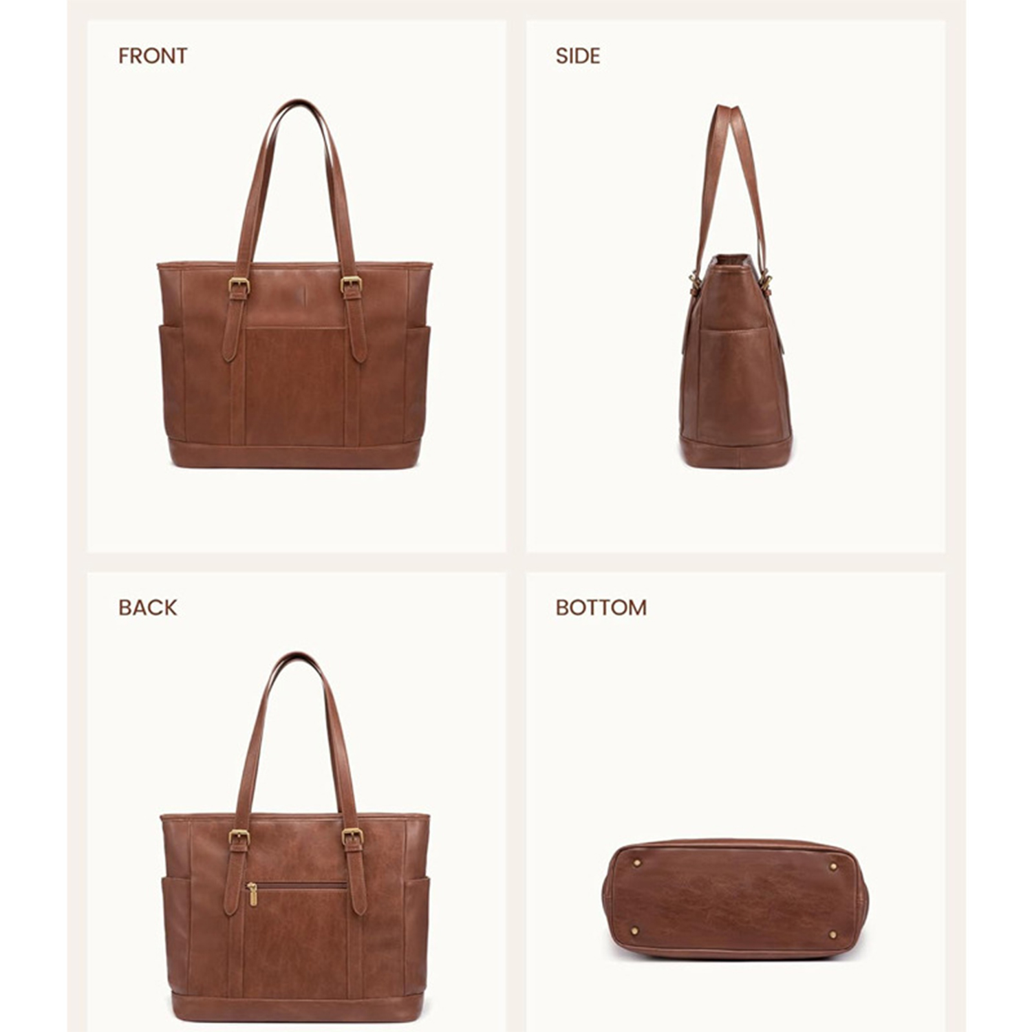 15" Waterproof PU Leather Laptop Tote bag 2
