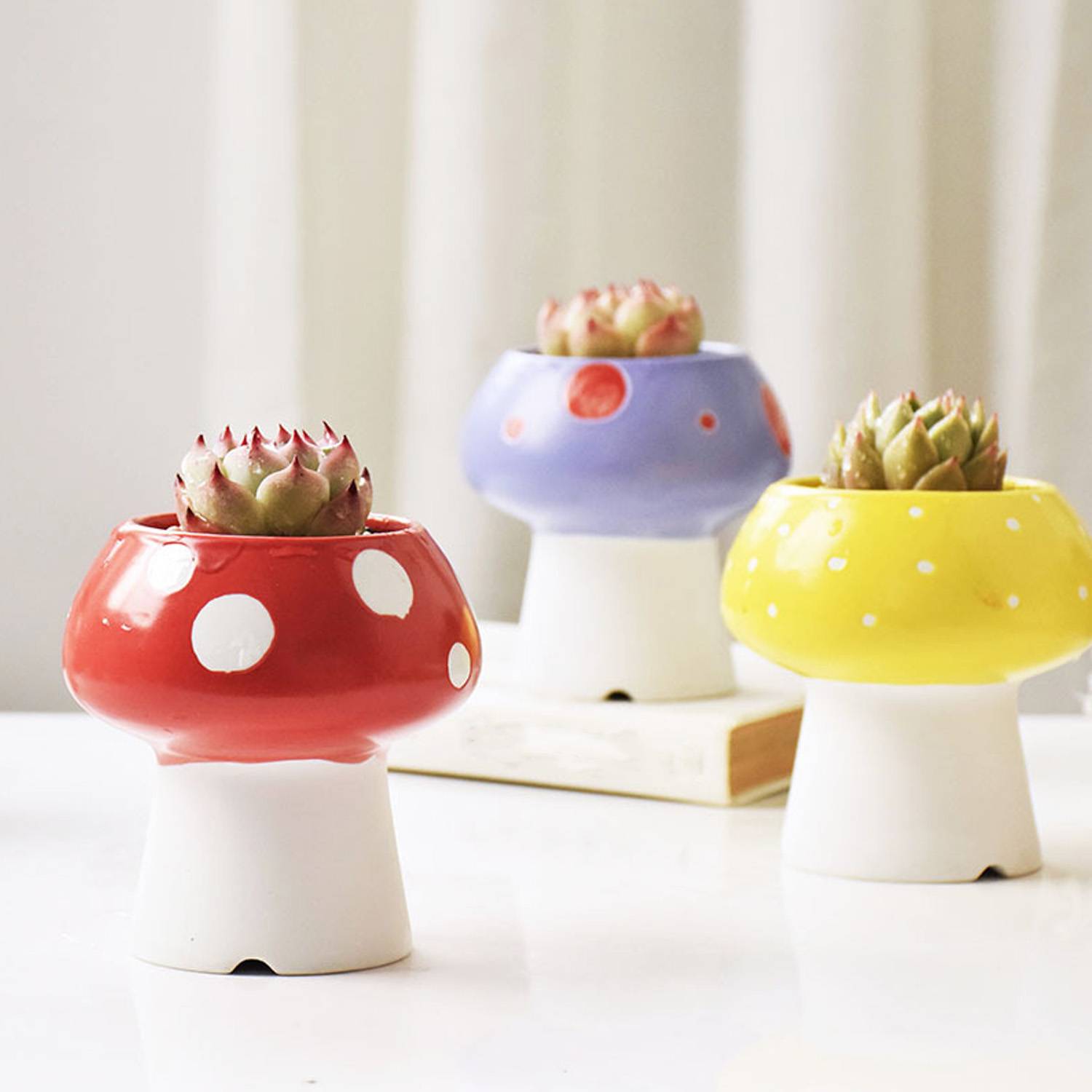 Creative Mushroom-Shaped Ceramic Succulent Pots 7