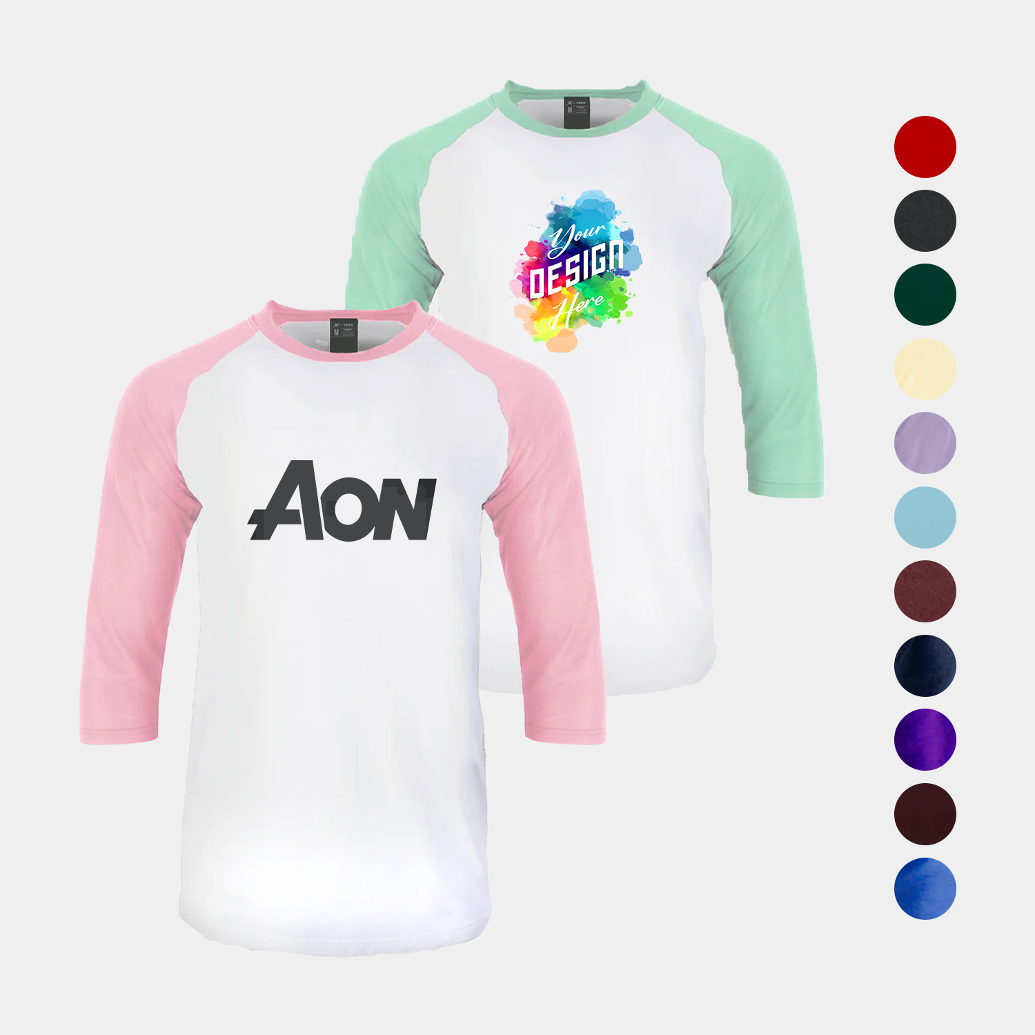 Men's Classic 3/4 Baseball Tee with White Body 3