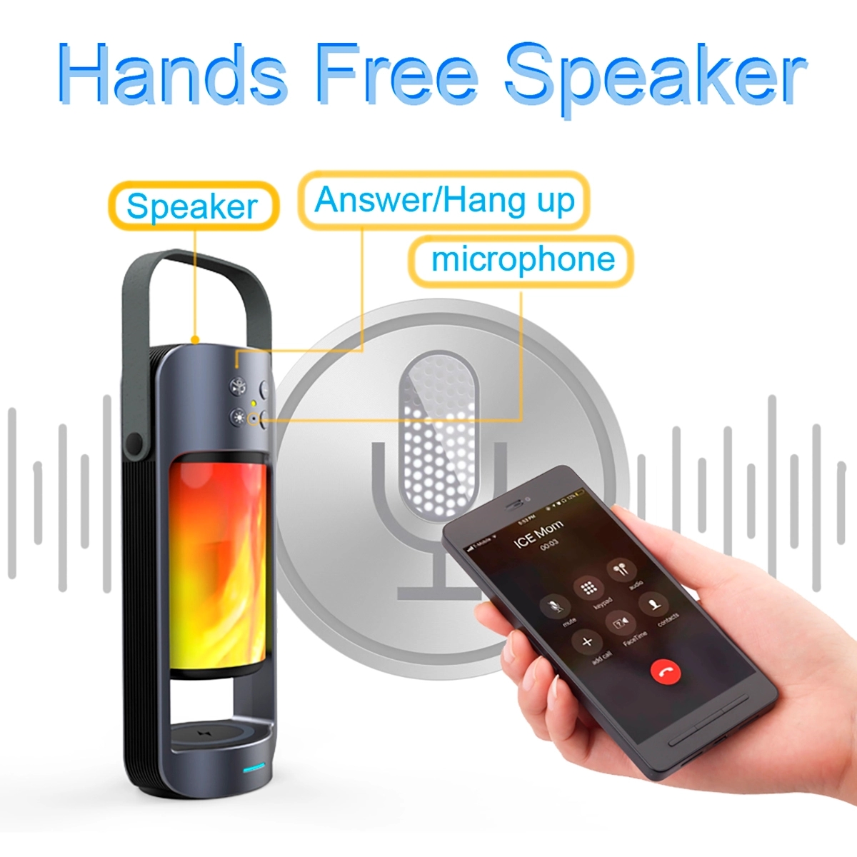 Bluetooth Speaker Flame Lamp With Wireless Charger 8