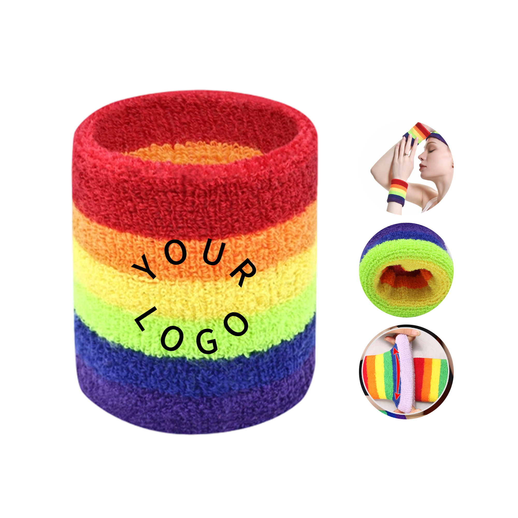 Polyester Cotton Headband And Wristband Sweat Absorbing Set 1