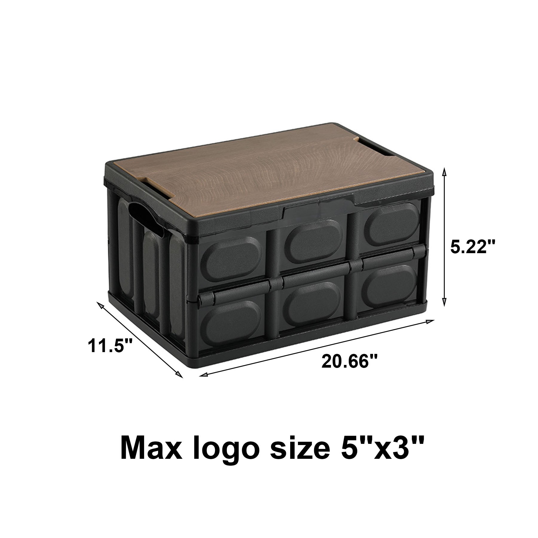 55L Collapsible Storage Bin With Wood Lids 2