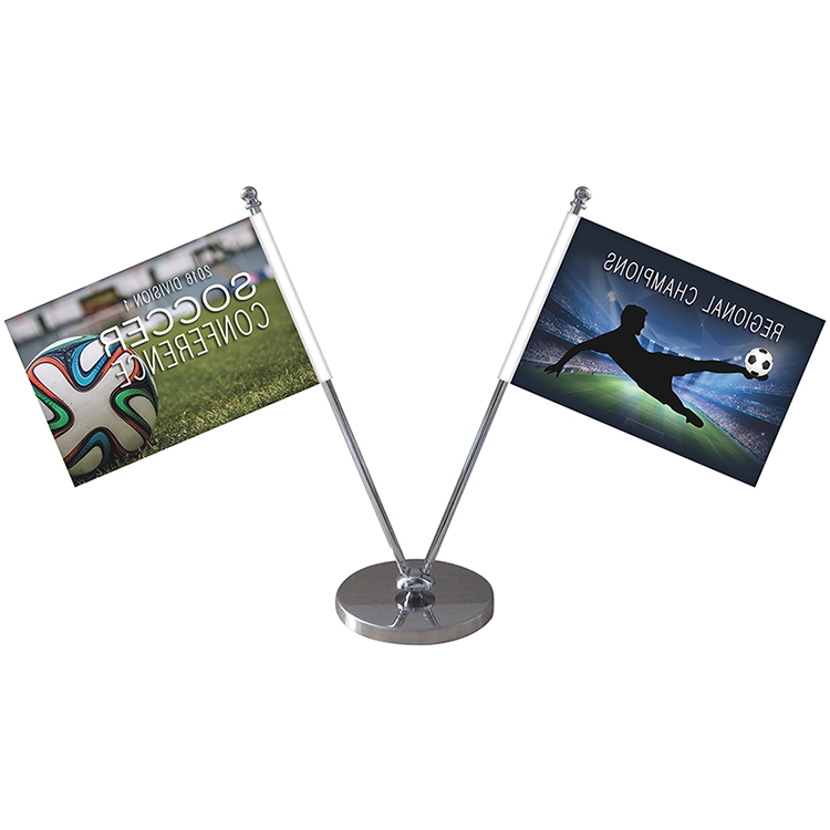 5.1-6.9" Metal Telescopic Flagpole with Two Single Reverse Flags 4