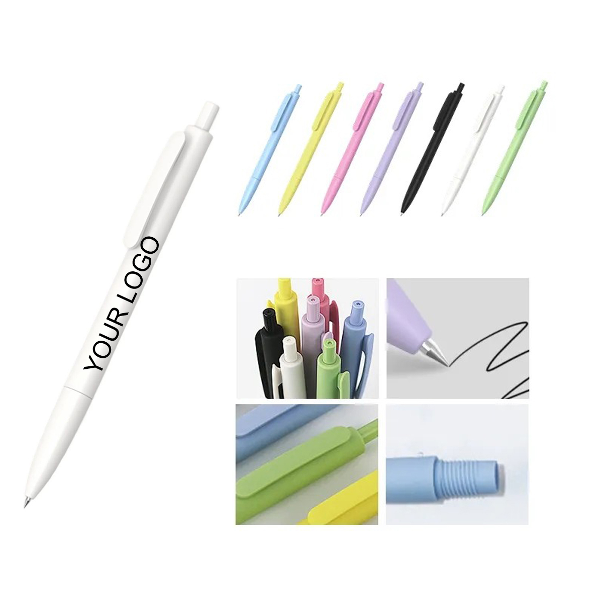 Plastic Ballpoint Pen with Solid Color Holder and Custom Logo 4