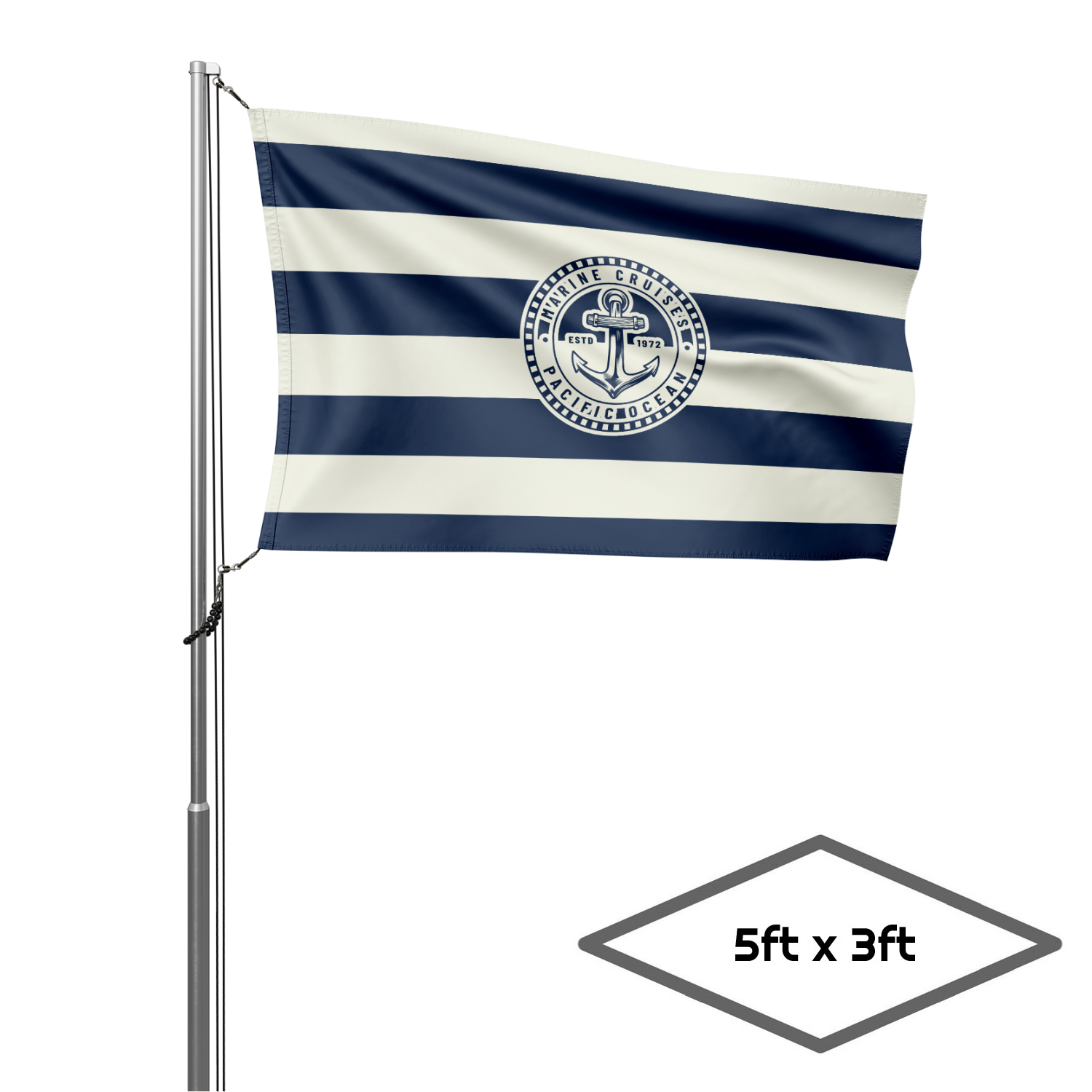 Single-Sided Dye Sublimation 1-Layer Flag (5' X 3') 2