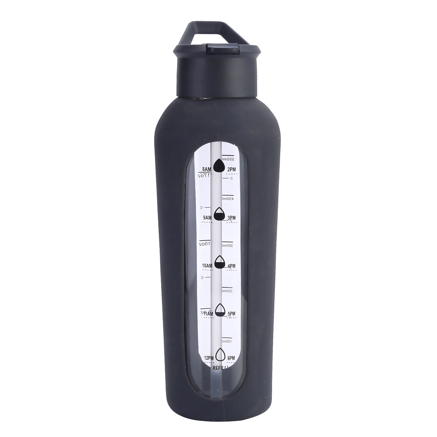 24 oz Glass Water Bottle With Time Marker 12