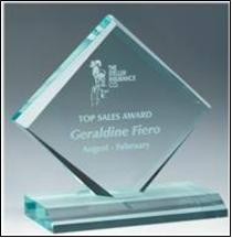 3 1/2" x 3 1/2" Jade Diamond Jewel Bevel Acrylic Award 2