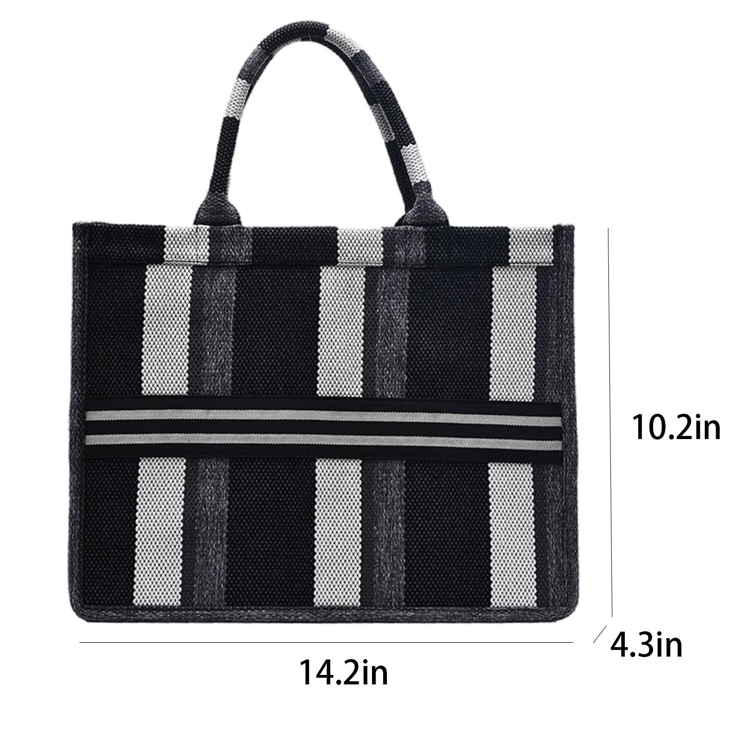 Canvas Tote Bag Simple Stripe Large Capacity, custom tote bag with logo imprint 3